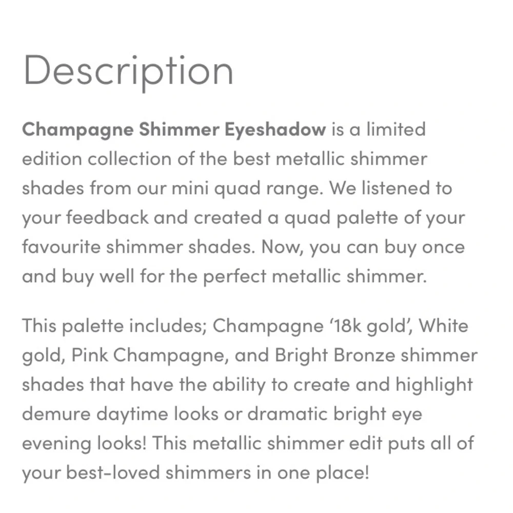 Oryza Beauty Champagne Shimmer Eyeshadow Palette